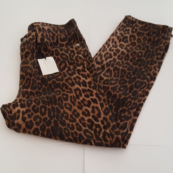 Zara trf Leopard Button Front Jeans NWT - Picture 3 of 8